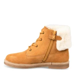 Bottines Fourré JAUNE Garçon CUIR Motif Uni Lacets