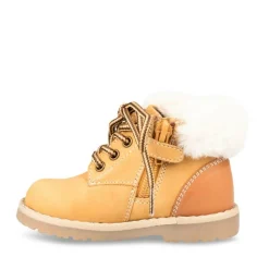 Bottines Fourré JAUNE Garçon CUIR Motif Uni Lacets