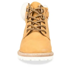 Bottines Fourré JAUNE Garçon CUIR Motif Uni Lacets