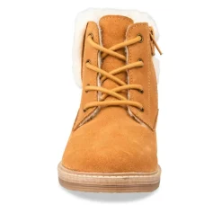 Bottines Fourré JAUNE Garçon CUIR Motif Uni Lacets