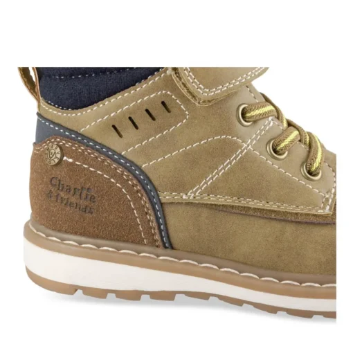 Bottines Fourré JAUNE Garçon Motif Fausse Fourrure Lacets