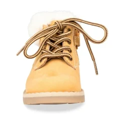 Bottines Fourré JAUNE Garçon CUIR Motif Uni Lacets