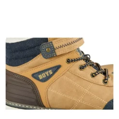 Bottines Fourré JAUNE Garçon Motif Fausse Fourrure Lacets
