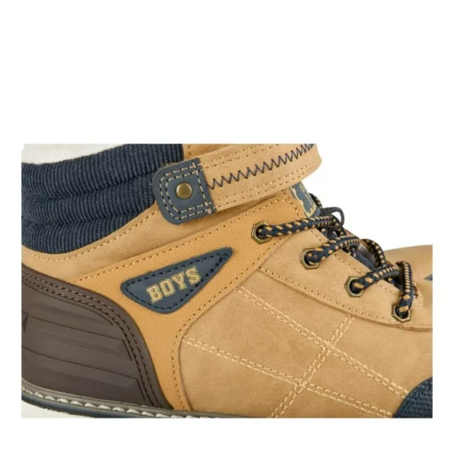Bottines Fourré JAUNE Garçon Motif Fausse Fourrure Lacets