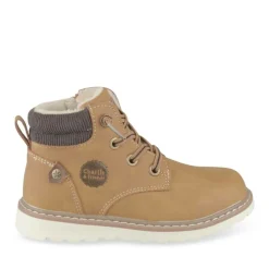 Bottines Fourré JAUNE Garçon Motif Uni Lacets