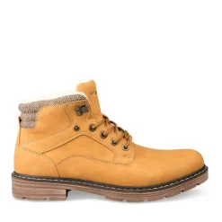 Bottines Fourré JAUNE Homme Motif Uni Lacets