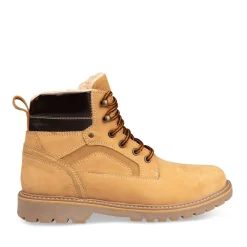 Bottines Fourré JAUNE Homme CUIR Motif Uni Lacets