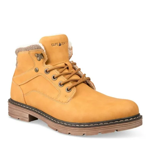 Bottines Fourré JAUNE Homme Motif Uni Lacets