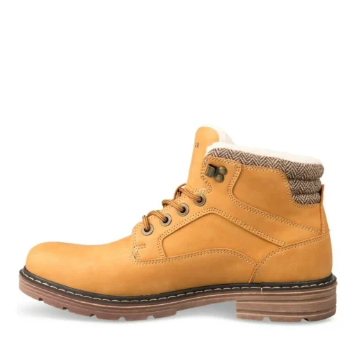 Bottines Fourré JAUNE Homme Motif Uni Lacets
