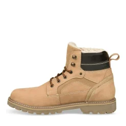 Bottines Fourré JAUNE Homme CUIR Motif Uni Lacets