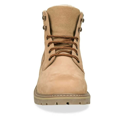 Bottines Fourré JAUNE Homme CUIR Motif Uni Lacets