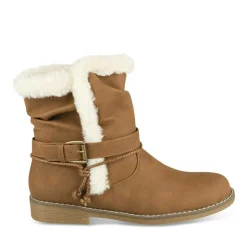 Bottines Fourré MARRON Femme Motif Fausse Fourrure Fermeture éclair