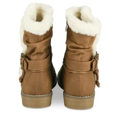 Bottines Fourré MARRON Femme Motif Fausse Fourrure Fermeture éclair
