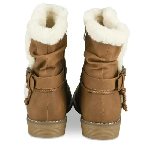 Bottines Fourré MARRON Femme Motif Fausse Fourrure Fermeture éclair