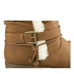 Bottines Fourré MARRON Femme Motif Fausse Fourrure Fermeture éclair