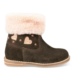 Bottines Fourré MARRON Fille CUIR Motif Uni Fermeture éclair