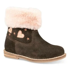 Bottines Fourré MARRON Fille CUIR Motif Uni Fermeture éclair