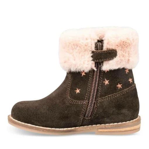 Bottines Fourré MARRON Fille CUIR Motif Uni Fermeture éclair