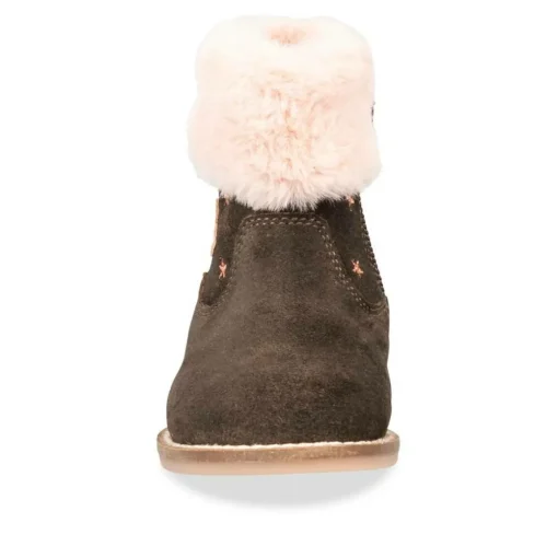 Bottines Fourré MARRON Fille CUIR Motif Uni Fermeture éclair