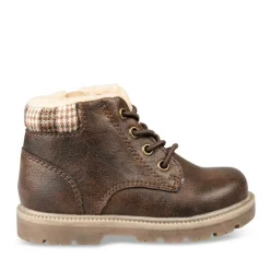 Bottines Fourré MARRON Garçon Motif Uni Lacets
