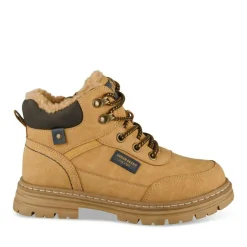 Bottines Fourré MARRON Garçon Motif Uni Lacets