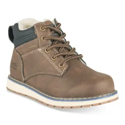Bottines Fourré MARRON Garçon Motif Uni Lacets