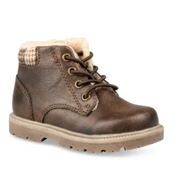 Bottines Fourré MARRON Garçon Motif Uni Lacets