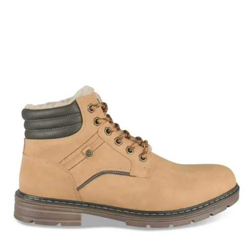 Bottines Fourré MARRON Homme Motif Uni Lacets