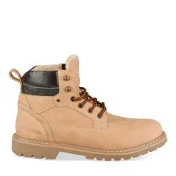 Bottines Fourré MARRON Homme CUIR Motif Uni Lacets