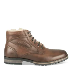 Bottines Fourré MARRON Homme CUIR Motif Uni Lacets