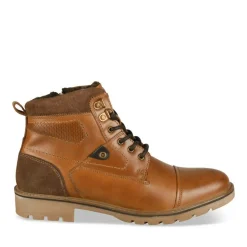 Bottines Fourré MARRON Homme CUIR Motif Uni Lacets