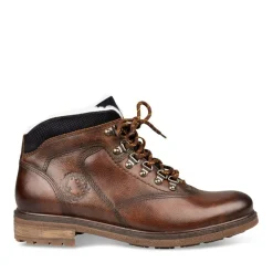 Bottines Fourré MARRON Homme CUIR Motif Uni Lacets
