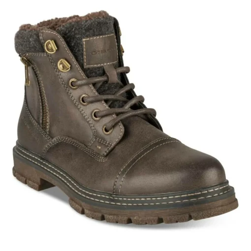 Bottines Fourré MARRON Homme Motif Uni Lacets
