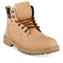 Bottines Fourré MARRON Homme CUIR Motif Uni Lacets