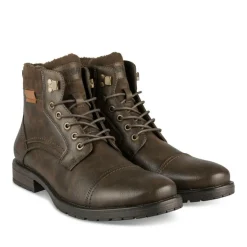 Bottines Fourré MARRON Homme Motif Uni A Enfiler