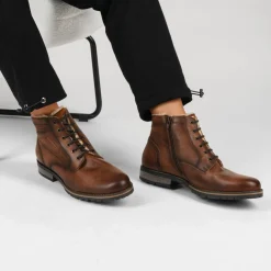 Bottines Fourré MARRON Homme CUIR Motif Uni Lacets