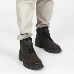 Bottines Fourré MARRON Homme Motif Uni Lacets