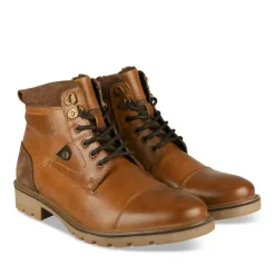 Bottines Fourré MARRON Homme CUIR Motif Uni Lacets