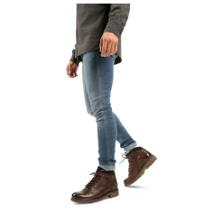 Bottines Fourré MARRON Homme CUIR Motif Uni Lacets
