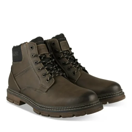 Bottines Fourré MARRON Homme Motif Uni Lacets