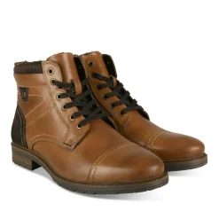Bottines Fourré MARRON Homme CUIR Motif Uni Lacets