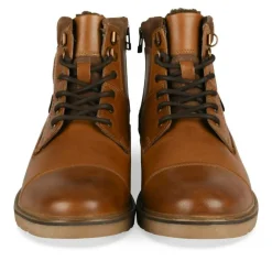 Bottines Fourré MARRON Homme CUIR Motif Uni Lacets