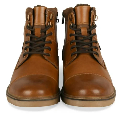 Bottines Fourré MARRON Homme CUIR Motif Uni Lacets