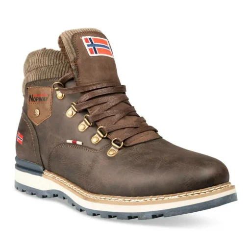 Bottines Fourré MARRON Homme Motif Uni Lacets
