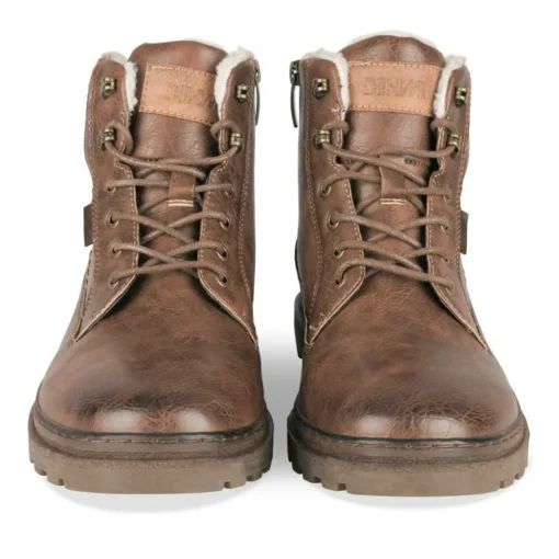 Bottines Fourré MARRON Homme Motif Uni Lacets