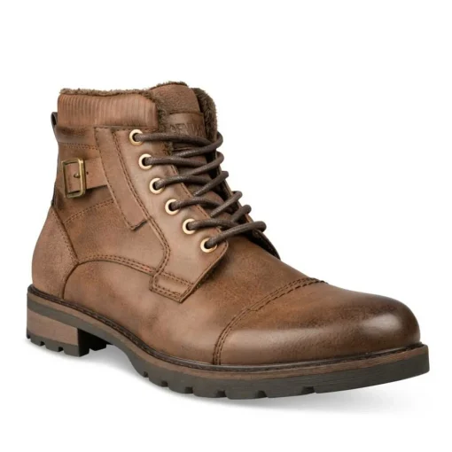 Bottines Fourré MARRON Homme Motif Uni Lacets