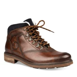 Bottines Fourré MARRON Homme CUIR Motif Uni Lacets
