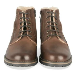 Bottines Fourré MARRON Homme CUIR Motif Uni Lacets