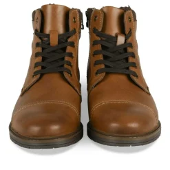 Bottines Fourré MARRON Homme CUIR Motif Uni Lacets