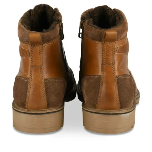 Bottines Fourré MARRON Homme CUIR Motif Uni Lacets